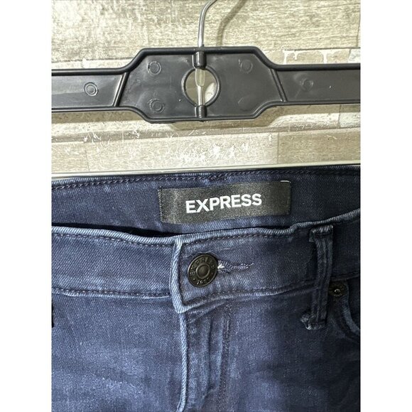 Women’s Express Denim Jeans Dark Wash Mid Rise Legging Stretch Size 12R - Picture 10 of 16